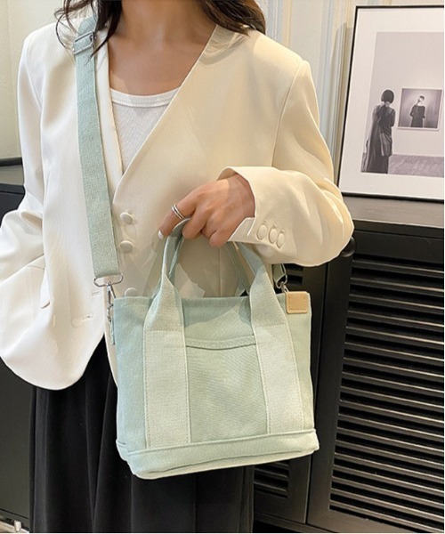 BACKYARD FAMILY(バックヤードファミリー)の「ショルダーバッグ ミニトート 2way 仕切り付き yhcbag5115(ショルダーバッグ・レディース・ライトグレー/ピンク/ベージュ/ミント/ホワイト/ネイビー/ブラウン/ブラック・FREE)」の10枚目の写真
