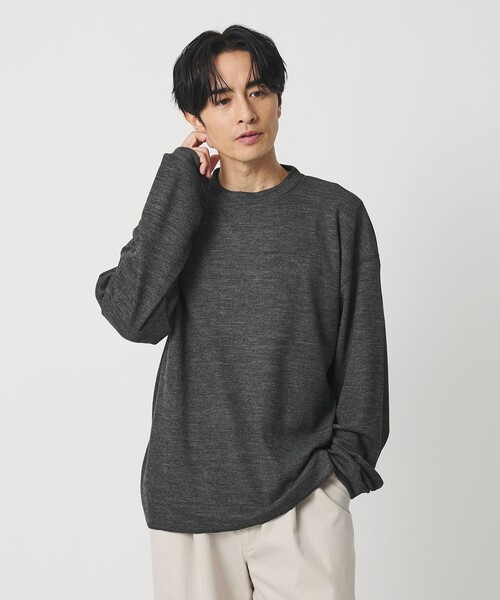 koti BEAUTY&YOUTH（コティ ビューティアンドユース）の「＜koti BEAUTY&YOUTH＞メリノウール ポリエステル クルーネック サーマル カットソー（Tシャツ/カットソー・メンズ・ブラック/ダークグレー・M/S/L）」の2枚目の写真