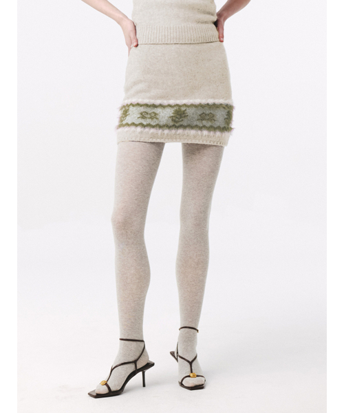 Nordic Knit Mini Skirt Oatmeal