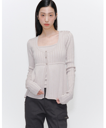 Miseki SEOUL（ミセキソウル）の「Ribbed layered cardigan knit SAND BEIGE（ニット/セーター・レディース）」