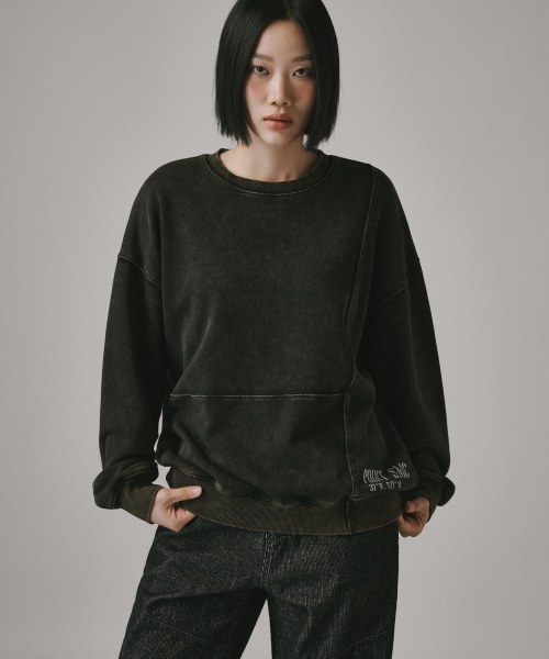 Verdnt（バーダント）の「ガーメントダイ切り替えラインスウェットシャツ[ブラック]（スウェット・レディース・その他・LARGE/SMALL/MEDIUM）」の5枚目の写真