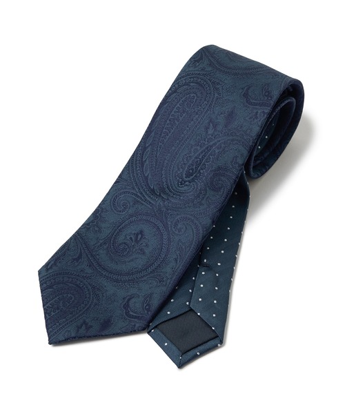 MEN'S BIGI(メンズビギ)の「シャドーペイズリー×ドット柄シルクネクタイ(ネクタイ・メンズ・ブルー/ターコイズブルー/パープル/シルバー・FREE)」の2枚目の写真