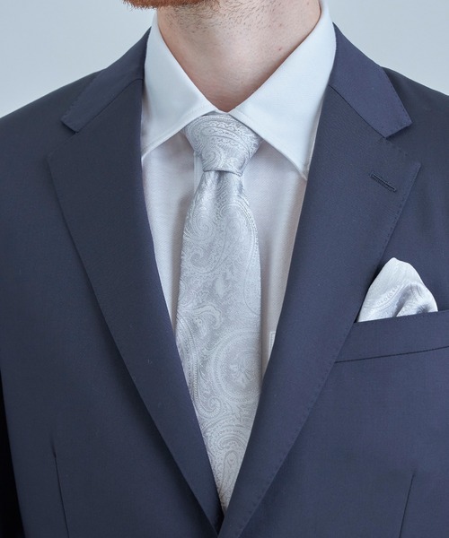 MEN'S BIGI(メンズビギ)の「シャドーペイズリー×ドット柄シルクネクタイ(ネクタイ・メンズ・ブルー/ターコイズブルー/パープル/シルバー・FREE)」の1枚目の写真