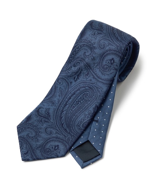 MEN'S BIGI(メンズビギ)の「シャドーペイズリー×ドット柄シルクネクタイ(ネクタイ・メンズ・ブルー/ターコイズブルー/パープル/シルバー・FREE)」の3枚目の写真