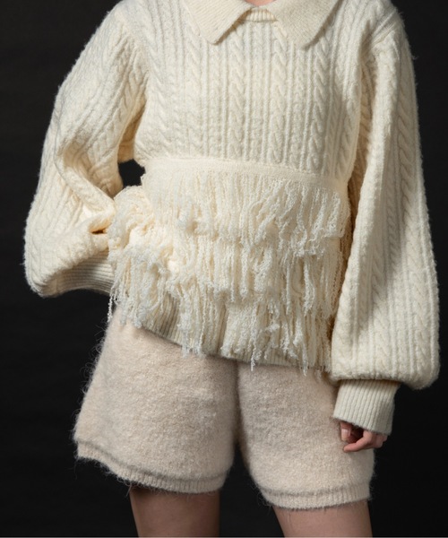 lawgy（ラウジー）の「boa rib short pants / ボアリブショートパンツ（その他パンツ・レディース・グレー/アイボリー・FREE）」の5枚目の写真