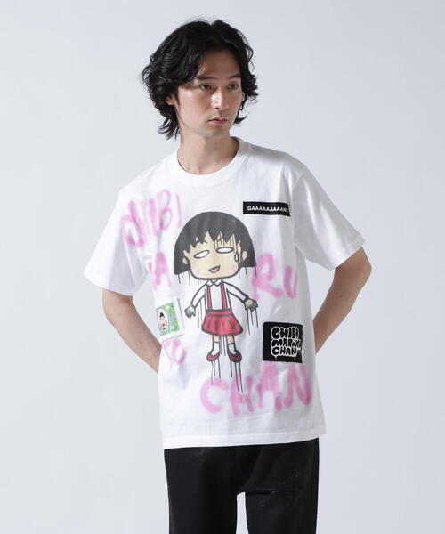 guernika×ちびまる子ちゃん】Drooping Maruko Paint T shirt / White