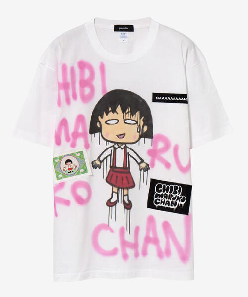 guernika×ちびまる子ちゃん】Drooping Maruko Paint T shirt / White