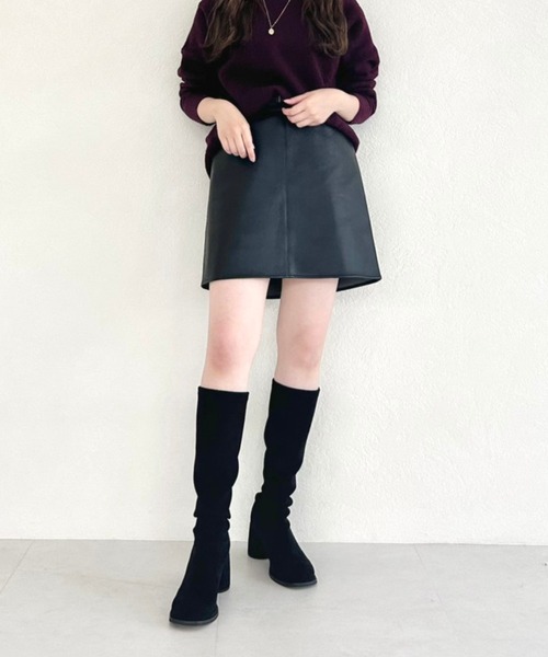 セール】＼ ストレッチ 細見え ／ ピタッとフィット スエード ヒール