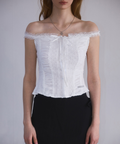ROSEFRANTZ（ロゼフランツ）の「Lace Off Shoulder Sleeveless [White]（シャツ/ブラウス・レディース・ホワイト・SMALL/MEDIUM）」の2枚目の写真