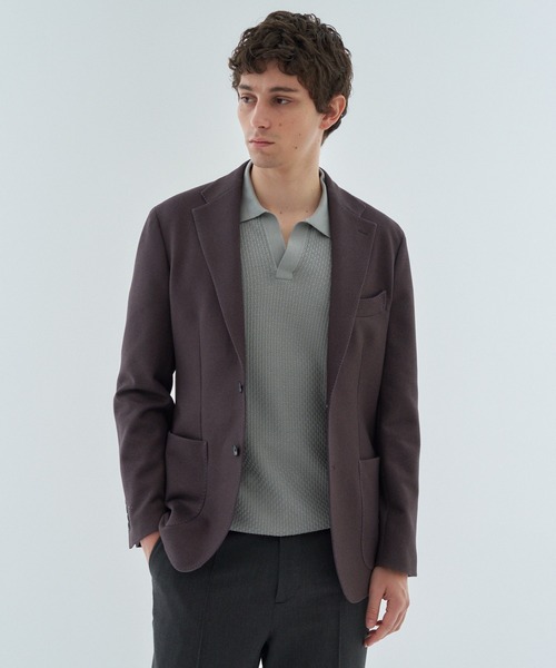 ESTNATION ツイードニットジャケット 38 ベージュyonetomi ESTNATION（エストネーション） 美品 米富繊維 コラボ ノーカラー