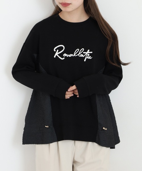 Anna Nicola(アンナニコラ)の「Anna Nicola 異素材切替ロゴ刺繍プルオーバー(Tシャツ/カットソー・レディース・ブラック/グレー・38)」の20枚目の写真