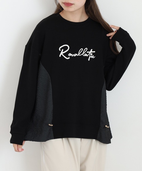 Anna Nicola(アンナニコラ)の「Anna Nicola 異素材切替ロゴ刺繍プルオーバー(Tシャツ/カットソー・レディース・ブラック/グレー・38)」の19枚目の写真