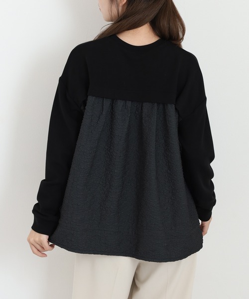 Anna Nicola(アンナニコラ)の「Anna Nicola 異素材切替ロゴ刺繍プルオーバー(Tシャツ/カットソー・レディース・ブラック/グレー・38)」の17枚目の写真