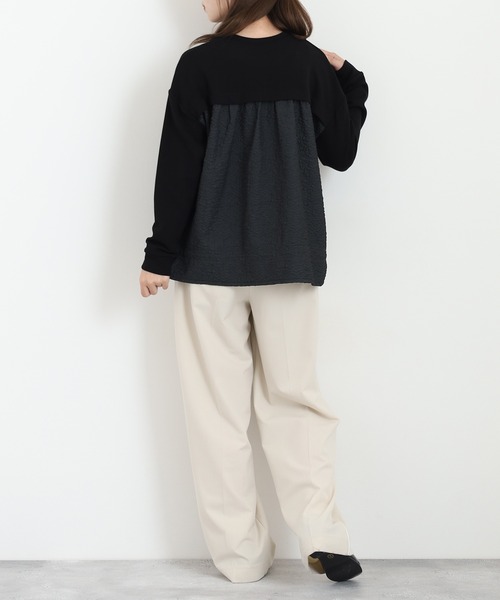 Anna Nicola(アンナニコラ)の「Anna Nicola 異素材切替ロゴ刺繍プルオーバー(Tシャツ/カットソー・レディース・ブラック/グレー・38)」の16枚目の写真