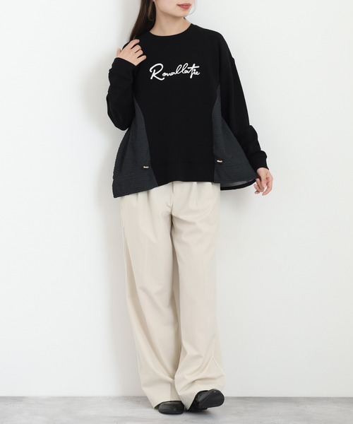 Anna Nicola(アンナニコラ)の「Anna Nicola 異素材切替ロゴ刺繍プルオーバー(Tシャツ/カットソー・レディース・ブラック/グレー・38)」の15枚目の写真