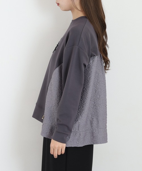 Anna Nicola(アンナニコラ)の「Anna Nicola 異素材切替ロゴ刺繍プルオーバー(Tシャツ/カットソー・レディース・ブラック/グレー・38)」の7枚目の写真