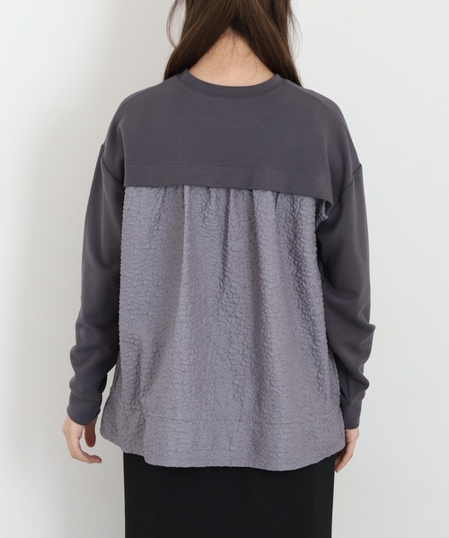 Anna Nicola(アンナニコラ)の「Anna Nicola 異素材切替ロゴ刺繍プルオーバー(Tシャツ/カットソー・レディース・ブラック/グレー・38)」の8枚目の写真