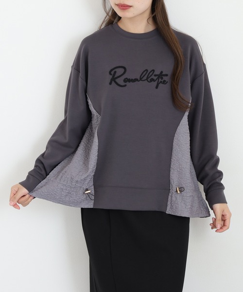 Anna Nicola(アンナニコラ)の「Anna Nicola 異素材切替ロゴ刺繍プルオーバー(Tシャツ/カットソー・レディース・ブラック/グレー・38)」の14枚目の写真