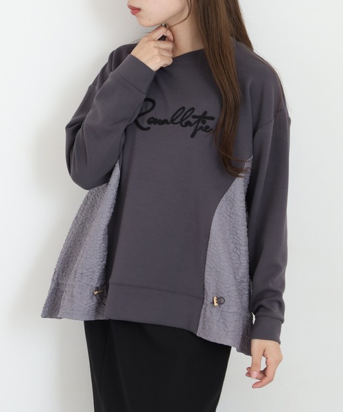 Anna Nicola(アンナニコラ)の「Anna Nicola 異素材切替ロゴ刺繍プルオーバー(Tシャツ/カットソー・レディース・ブラック/グレー・38)」の13枚目の写真