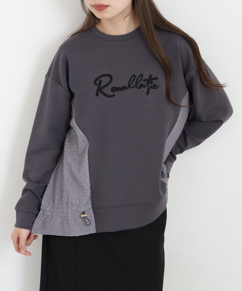 Anna Nicola(アンナニコラ)の「Anna Nicola 異素材切替ロゴ刺繍プルオーバー(Tシャツ/カットソー・レディース・ブラック/グレー・38)」の12枚目の写真