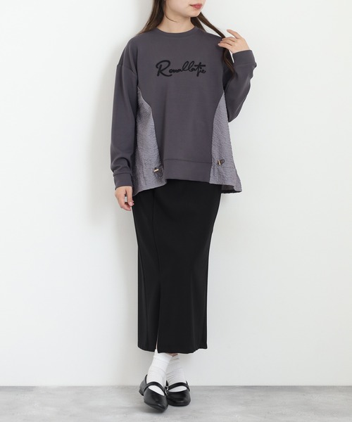Anna Nicola(アンナニコラ)の「Anna Nicola 異素材切替ロゴ刺繍プルオーバー(Tシャツ/カットソー・レディース・ブラック/グレー・38)」の11枚目の写真