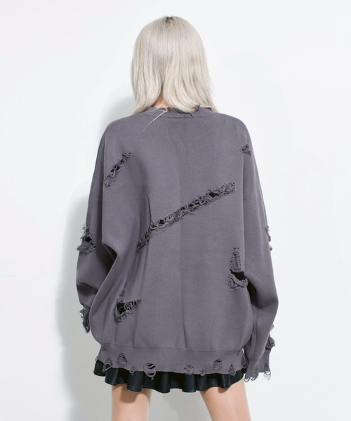 REFLEM(レフレム)の「『REFLEM/レフレム』スカル柄ジャカードニットPO/プルオーバーニット(ニット/セーター・レディース・ブラック×ホワイト/グレー/ブラック×パープル・FREE)」の7枚目の写真