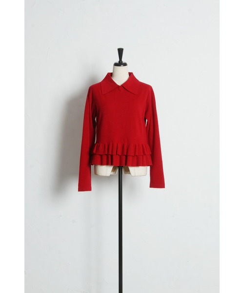 ARVELLIA(アルベリア)の「RUFFIE HEM KNIT(ニット/セーター・レディース・レッド/ブラック・M)」の12枚目の写真
