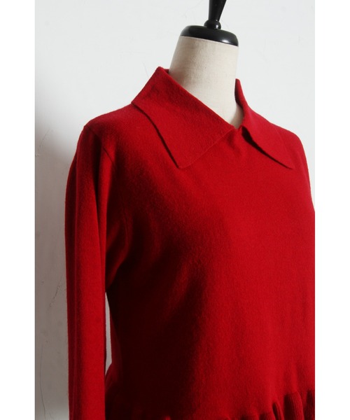 ARVELLIA(アルベリア)の「RUFFIE HEM KNIT(ニット/セーター・レディース・レッド/ブラック・M)」の4枚目の写真