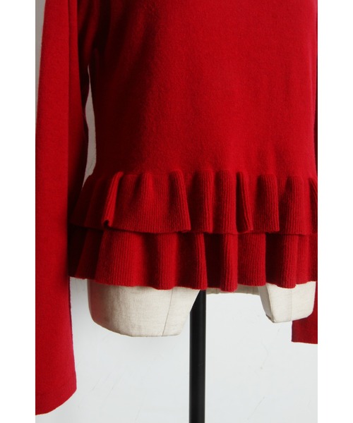 ARVELLIA(アルベリア)の「RUFFIE HEM KNIT(ニット/セーター・レディース・レッド/ブラック・M)」の5枚目の写真