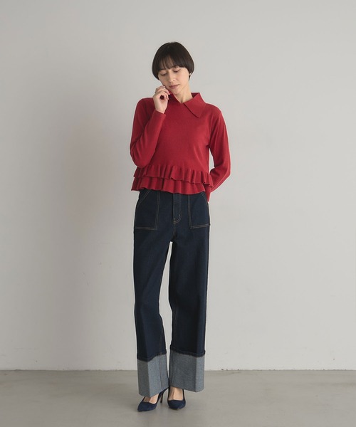 ARVELLIA(アルベリア)の「RUFFIE HEM KNIT(ニット/セーター・レディース・レッド/ブラック・M)」の21枚目の写真