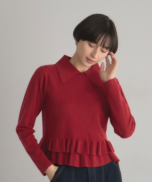 ARVELLIA(アルベリア)の「RUFFIE HEM KNIT(ニット/セーター・レディース・レッド/ブラック・M)」の22枚目の写真