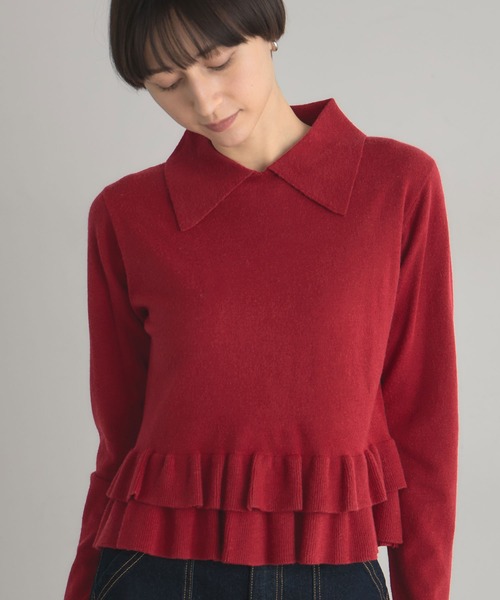 ARVELLIA(アルベリア)の「RUFFIE HEM KNIT(ニット/セーター・レディース・レッド/ブラック・M)」の15枚目の写真