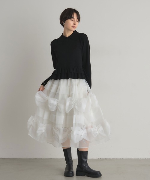 ARVELLIA(アルベリア)の「RUFFIE HEM KNIT(ニット/セーター・レディース・レッド/ブラック・M)」の16枚目の写真