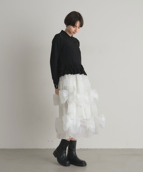 ARVELLIA(アルベリア)の「RUFFIE HEM KNIT(ニット/セーター・レディース・レッド/ブラック・M)」の17枚目の写真