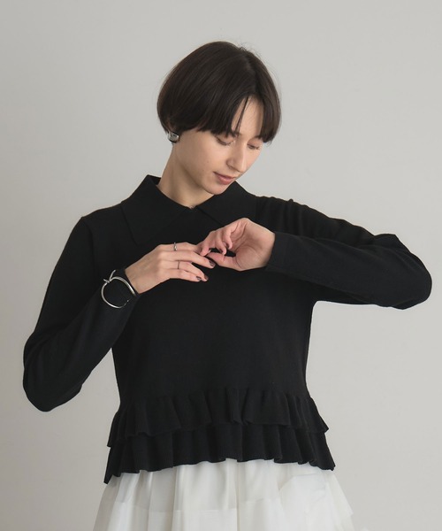 ARVELLIA(アルベリア)の「RUFFIE HEM KNIT(ニット/セーター・レディース・レッド/ブラック・M)」の18枚目の写真