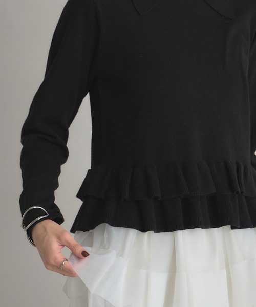 ARVELLIA(アルベリア)の「RUFFIE HEM KNIT(ニット/セーター・レディース・レッド/ブラック・M)」の20枚目の写真