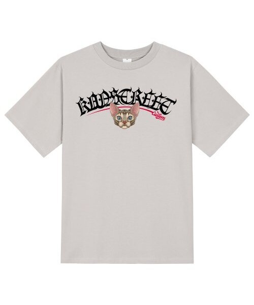 KAN6312(カン6312)の「KTC0163 レタリングスフィンクスキャット半袖Tシャツ - ベージュ(Tシャツ/カットソー・メンズ・その他・MEDIUM/LARGE/X-LARGE/SMALL)」の1枚目の写真