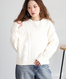 GUESS JEANS | GUESS JEANS ウール ケーブルニットセーター(ニット/セーター)