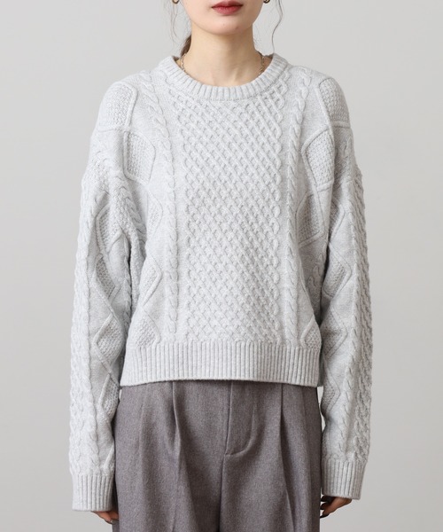 GUESS JEANS（ゲスジーンズ）の「GUESS JEANS ウール ケーブルニットセーター（ニット/セーター・レディース・ブラック/ヘザーグレー/クリーム・S/XS/M/L）」の22枚目の写真