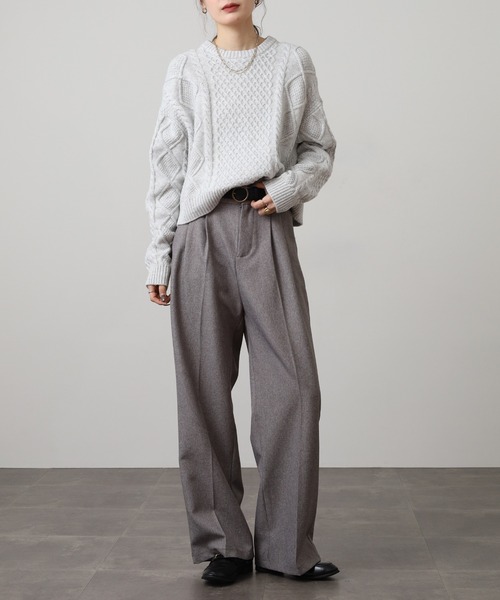 GUESS JEANS（ゲスジーンズ）の「GUESS JEANS ウール ケーブルニットセーター（ニット/セーター・レディース・ブラック/ヘザーグレー/クリーム・S/XS/M/L）」の21枚目の写真