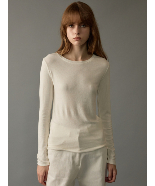 NOEUD（ノウドゥ）の「Wool tencel round Tee (Ivory)（Tシャツ/カットソー・レディース・その他・FREE）」の4枚目の写真