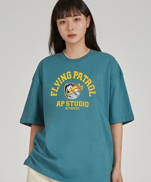 ASTRAL PROJECTION(アストラルプロジェクション)の「フライングパトロール ラウンドネック 15番手コットン 半袖Tシャツ_ブルーグリーン(Tシャツ/カットソー・レディース・その他・LARGE/X-LARGE)」の1枚目の写真
