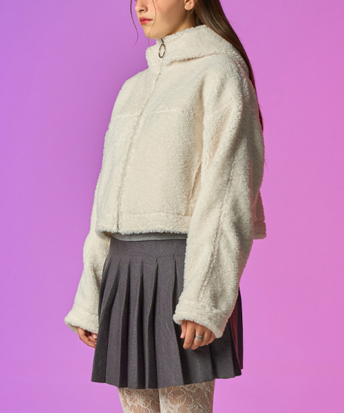KOLEAT（コレット）の「冬フードムートンジップアップジャケット [アイボリー] 裏地フリースver.（ムートンコート・レディース・その他・FREE）」の3枚目の写真