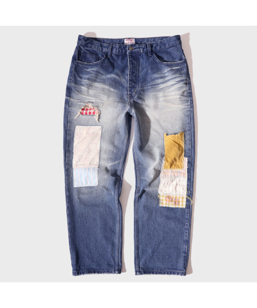 カットリッシュパッチワークデニムパンツ（デニムパンツ）｜GOODNIES