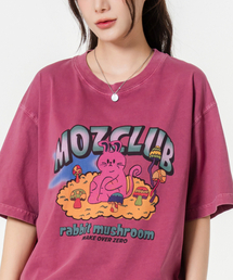 ハイラビット オーバーサイズ ピグメント 半袖Tシャツ ピンク