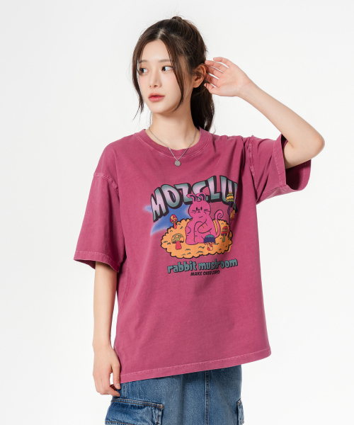 MOZMOZ(モズモズ)の「ハイラビット オーバーサイズ ピグメント 半袖Tシャツ ピンク(Tシャツ/カットソー・レディース・その他・M/XXL/XL)」の2枚目の写真