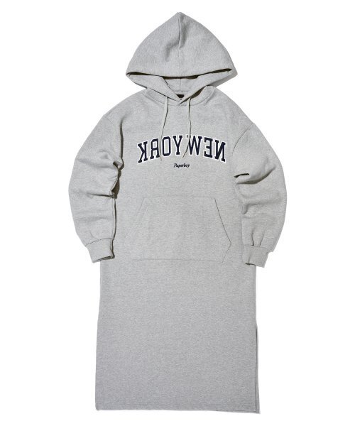 PAPERBOY(ペーパーボーイ)の「ニューヨークフードパーカー ワンピース-メランジ(ワンピース・レディース・グレー・SMALL/MEDIUM)」の2枚目の写真