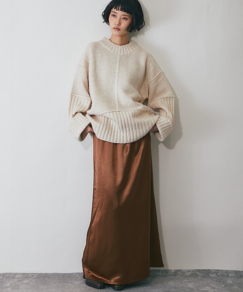 ANOTHER S（アナザーエス）の「サテンロングスカート（スカート・レディース・ブラック/ブラウン/グレイッシュベージュ・FREE）」の19枚目の写真