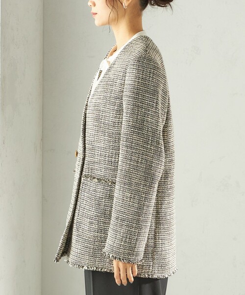 シップス（SHIPS）/トライスピン 杢 ツイード カラーレス ジャケット（セレモニー対応可） トライスピン 杢 ツイード カラーレス ジャケット（セレモニー対応可