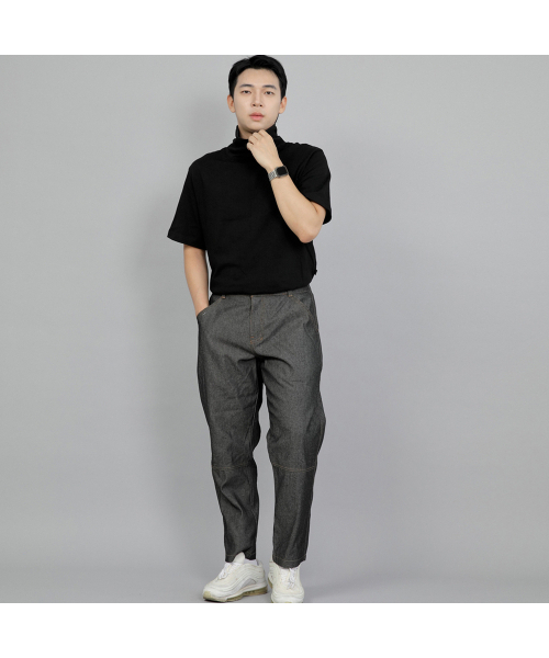 SAINTCREW（セントクルー）の「ワイドカッティングクロップハーフバンドパンツ WCH-327 グレー/ブラックデニム BRS（デニムパンツ・メンズ・その他・MEDIUM/LARGE/X-LARGE）」の4枚目の写真